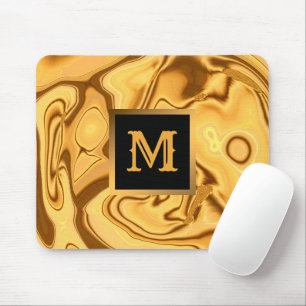 Luxury Elegant Gold Marble Monogrammed Mouse Pad