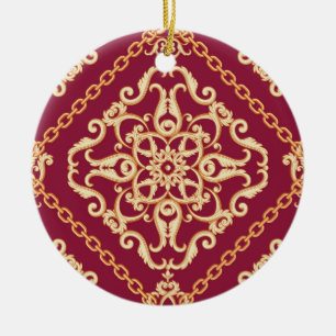 Luxury Elegant Gold Ornament Red Classic Photo