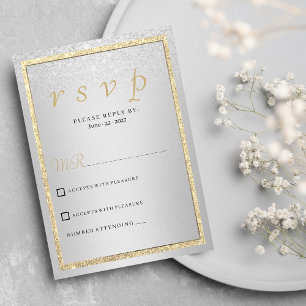 Luxury elegant gold silver glitter RSVP Invitation