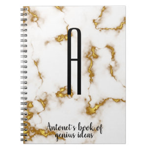 Luxury Elegant Marble Gold modern monogram quote Notebook