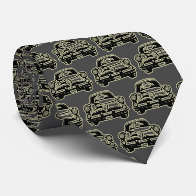 Luxury Elegant Modern Black Gold Car Tie (Rolled)