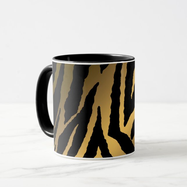 Luxury Elegant Modern Black Gold Line Mug (Front Left)