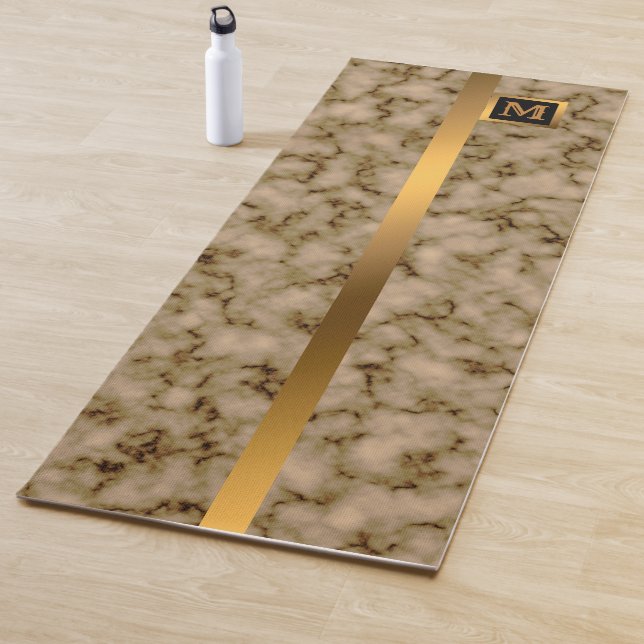 Luxury Elegant Modern Black Gold Marble Yoga Mat (In Situ)