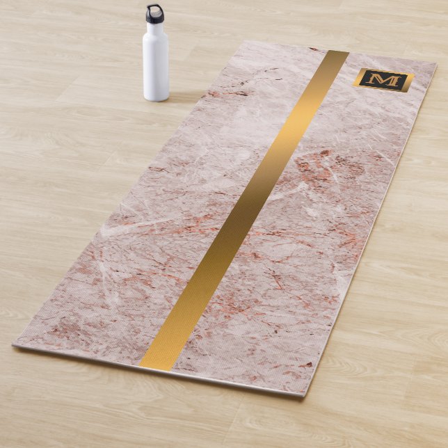 Luxury Elegant Modern Black Gold Marble Yoga Mat (In Situ)
