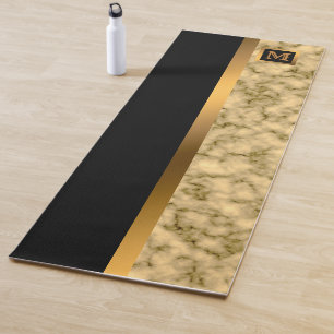 Luxury Elegant Modern Black Gold Marble Yoga Mat