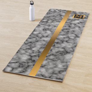 Luxury Elegant Modern Black Gold Marble Yoga Mat