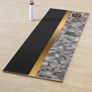 Luxury Elegant Modern Black Gold Marble Yoga Mat