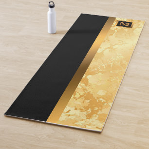 Luxury Elegant Modern Black Gold Marble Yoga Mat