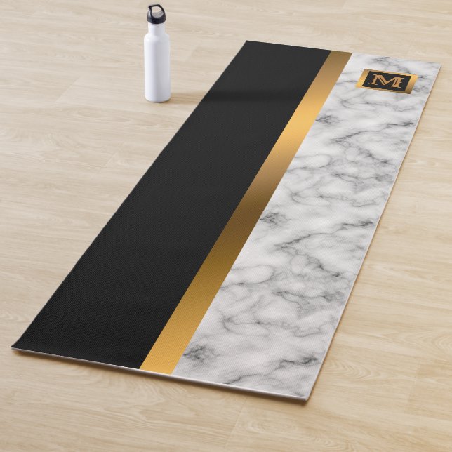 Luxury Elegant Modern Black Gold Marble Yoga Mat (In Situ)