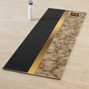Luxury Elegant Modern Black Gold Marble Yoga Mat