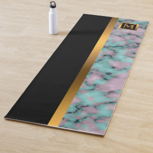 Luxury Elegant Modern Black Gold Marble Yoga Mat