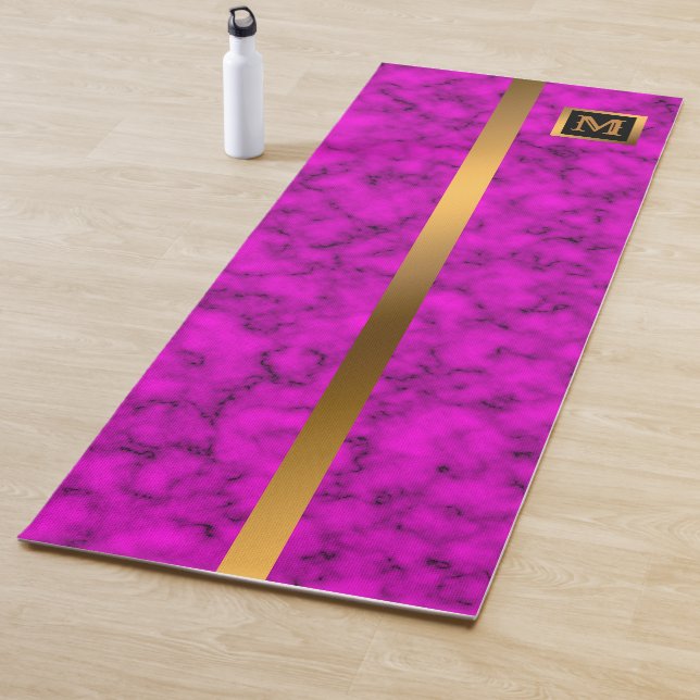 Luxury Elegant Modern Black Gold Marble Yoga Mat (In Situ)