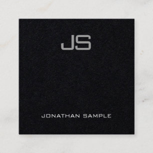 Luxury Elegant Modern Monogram Premium Black Plain Square Business Card