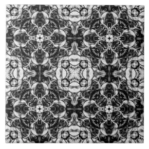 Luxury, elegant, ornamental, black and white ceramic tile