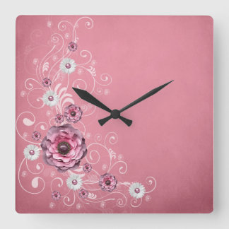 Luxury Elegant Pink Dream Floral Clock