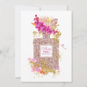 Luxury Elegant Pink Glitter Perfume 1  Invitation