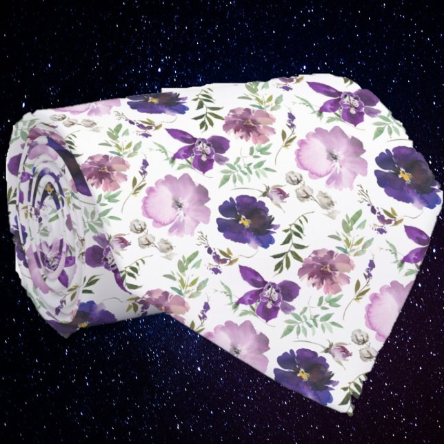 Luxury Elegant Purple Flowers Floral Neck Tie (Creator Uploaded)
