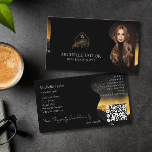 Luxury Elegant Real Estate Realtor Photo Gold Business Card