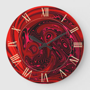 Luxury Elegant Red Dragon Horse Abstract Large Clock