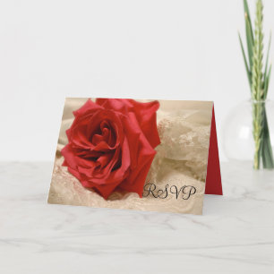 Luxury Elegant Red Rose Lace RSVP card