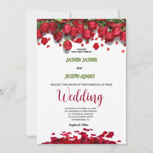 Luxury Elegant Red Roses Wedding  Invitation