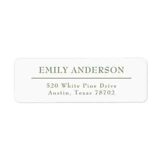 Luxury Elegant Sage Green White Return Address 4 Label