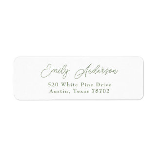 Luxury Elegant Sage Green White Return Address 4 Label