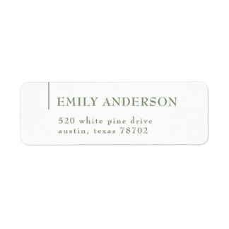 Luxury Elegant Sage Green White Return Address 5 Label