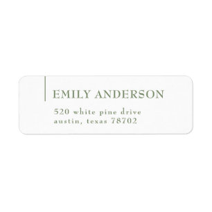 Luxury Elegant Sage Green White Return Address 5 Return Address Label