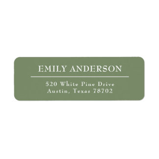 Luxury Elegant Sage Green White Return Address Label