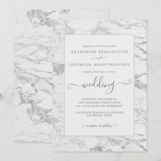 Luxury Elegant Silver Foil Marble Wedding Invitation