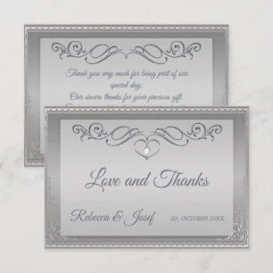 Luxury Elegant silver ornate corner border Thank You Card