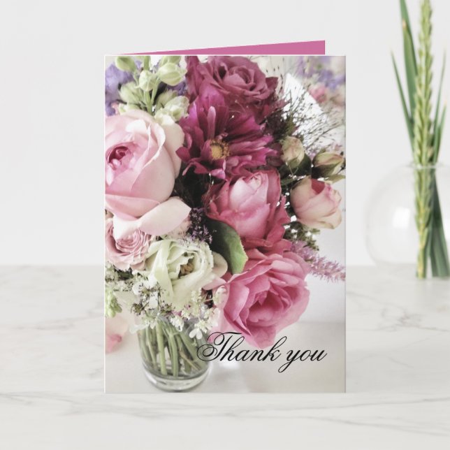 Luxury Elegant Wedding Bouquet Thank you card (Front)