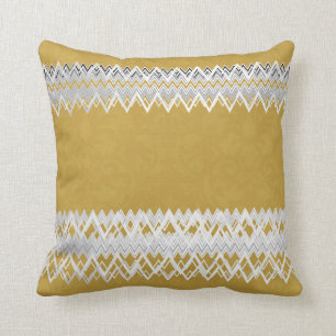 Luxury, elegant, white lines, mustard yellow cushion
