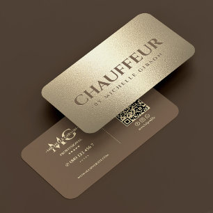 Luxury Elite Chauffeur Brown Faux Gold Transport Business Card