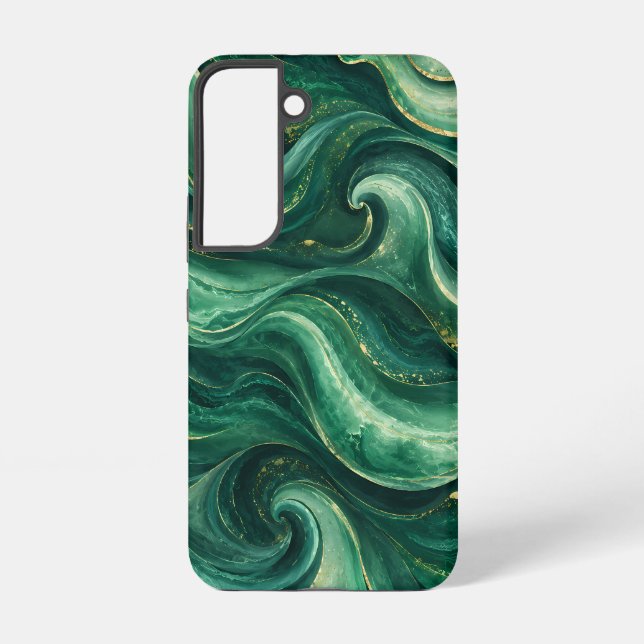 Luxury Emerald Agate Ocean Waves Samsung Galaxy S22 Case (Back)