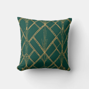 Luxury Emerald and Gold Art Deco Pillow Design