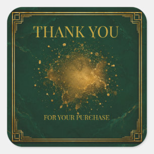 Luxury Emerald Gold Geometric Thank You Sticker