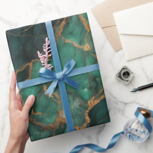 Luxury Emerald Gold Marble Green Abstract Pattern Wrapping Paper