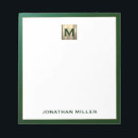 Luxury Emerald Gold Monogram Notepad<br><div class="desc">Keep your thoughts organised in style with this personalised notepad featuring a brushed gold monogram initial design with your name or custom text, framed in a rich emerald green textured print. Perfect for jotting down notes, making to-do lists, or writing reminders, this notepad is a must-have for anyone who wants...</div>
