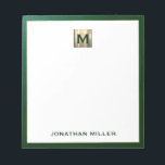 Luxury Emerald Gold Monogram Notepad<br><div class="desc">Keep your thoughts organised in style with this personalised notepad featuring a brushed gold monogram initial design with your name or custom text, framed in a rich emerald green textured print. Perfect for jotting down notes, making to-do lists, or writing reminders, this notepad is a must-have for anyone who wants...</div>