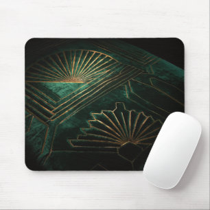 Luxury Emerald Green and Brass Art Deco  Mouse Pad