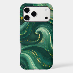 Luxury Emerald Green and Gold Liquid Marble
