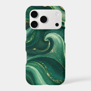 Luxury Emerald Green and Gold Liquid Marble