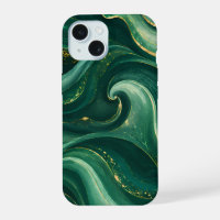Luxury Emerald Green and Gold Liquid Marble