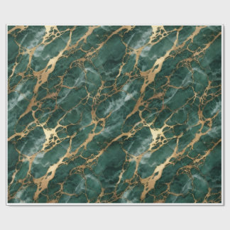 Luxury Emerald Green and Gold Marble Seamless Wrap Wrapping Paper