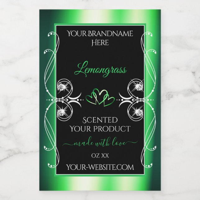 Luxury Emerald Green Black Product Labels Diamonds (Single Label)
