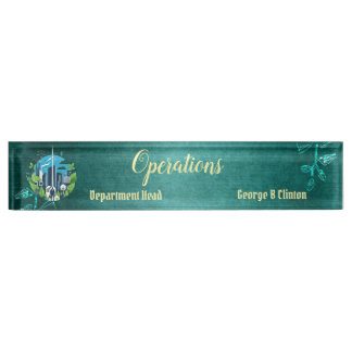Luxury Emerald Green Department Head Faculty Logo  Nameplate