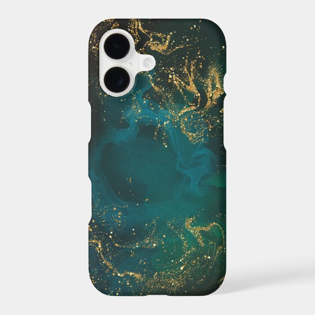 Luxury Emerald Green & Gold Abstract Marble (Back)