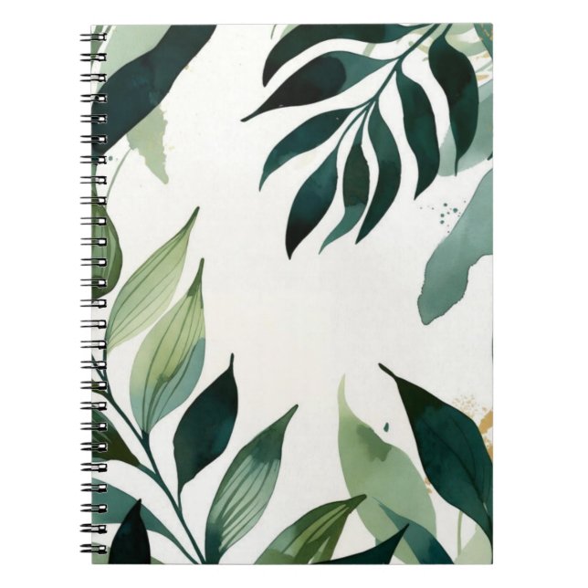 Luxury Emerald Green & Gold Botanical Notebook (Front)